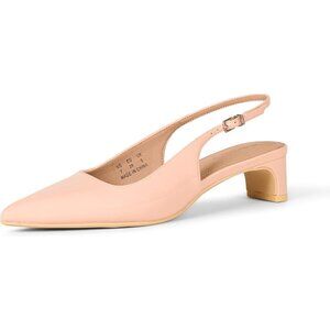 Women's Blush Patent Imported Faux Leather Slingback Block Heel